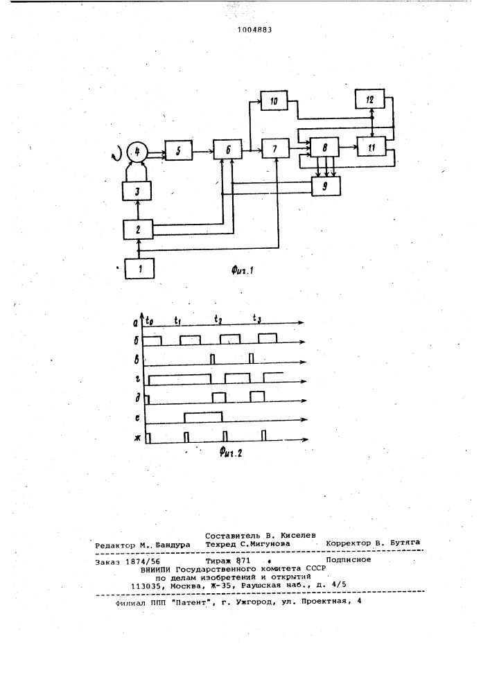 Цифровой тахометр (патент 1004883)