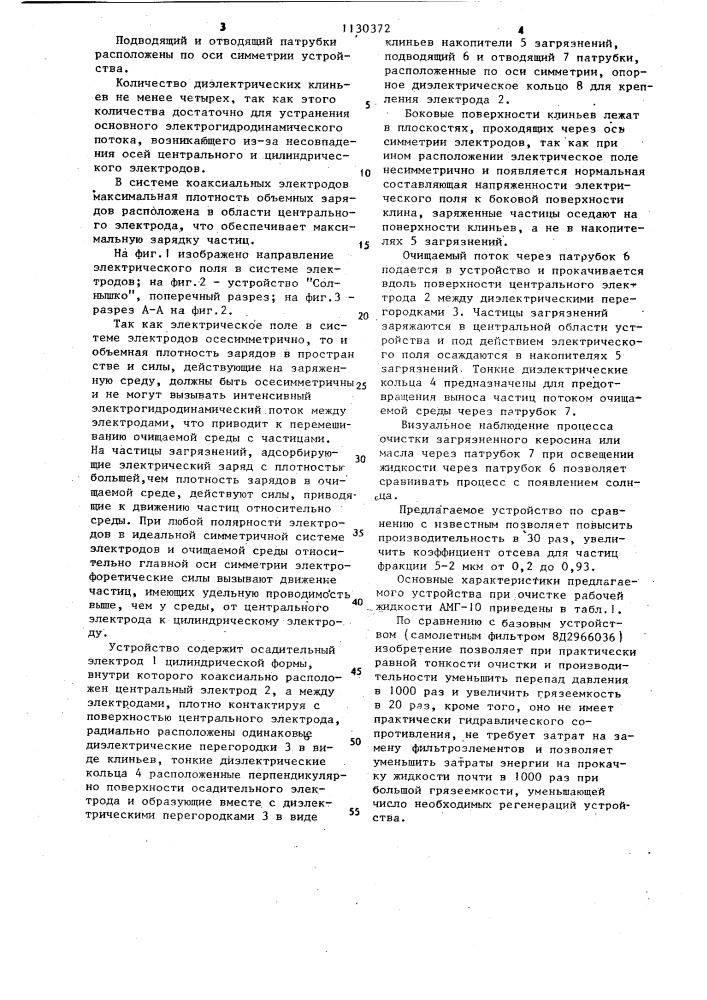 Устройство "солнышко" для очистки жидкостей и газов от мелкодисперсных частиц (патент 1130372)