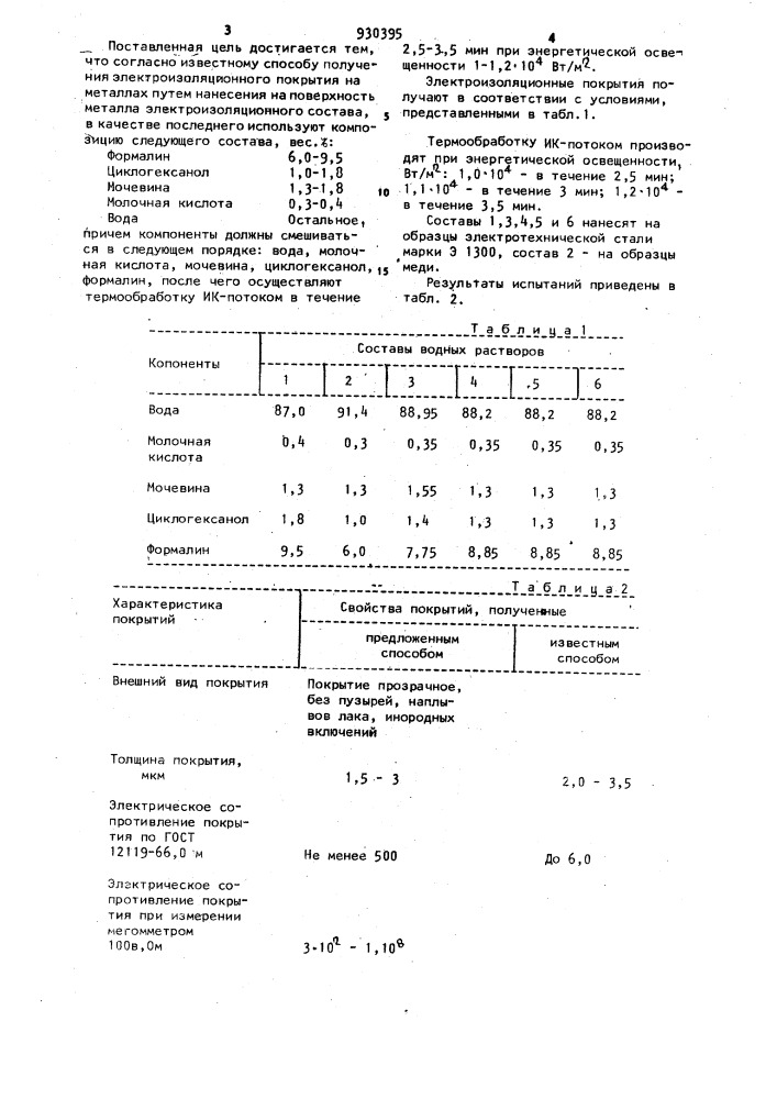 Способ получения электроизоляционного покрытия на металлах (патент 930395)