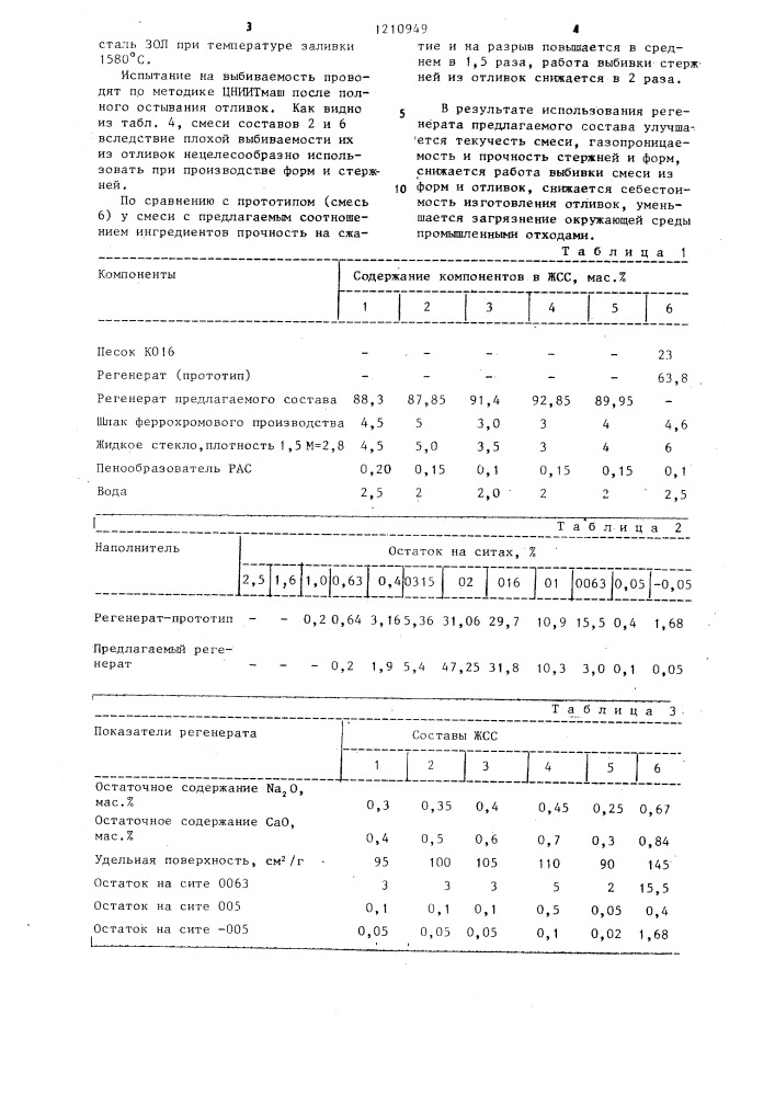 Жидкая самотвердеющая смесь (патент 1210949)