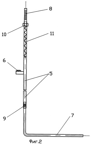 Устройство для определения расстояния от подошвы самообжигающегося анода алюминиевого электролизера с верхним токоподводом до нижнего среза токоподводящего штыря и способ его использования (патент 2245943)