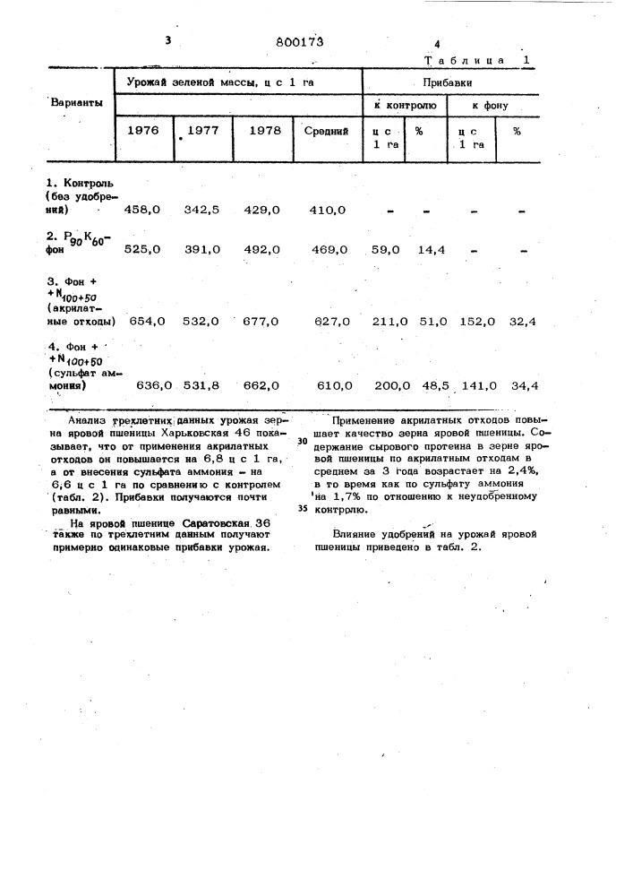 Азотсодержащее удобрение (патент 800173)