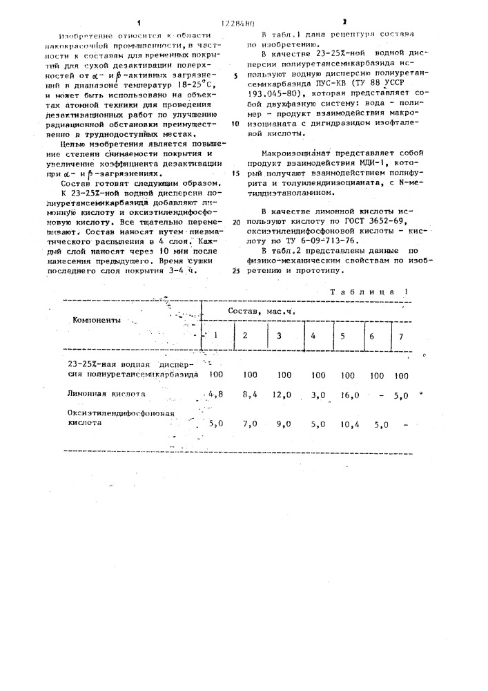 Состав для покрытий (патент 1228480)