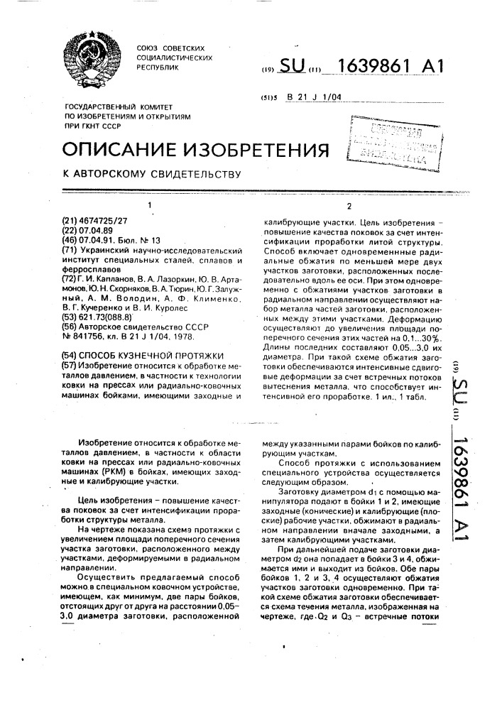 Способ кузнечной протяжки (патент 1639861)