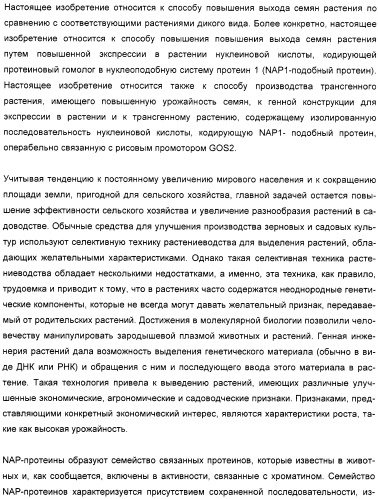 Способ повышения выхода семян растения, способ производства трансгенного растения, имеющего повышенную урожайность семян, генная конструкция для экспрессии в растении и трансгенное растение (патент 2409938)