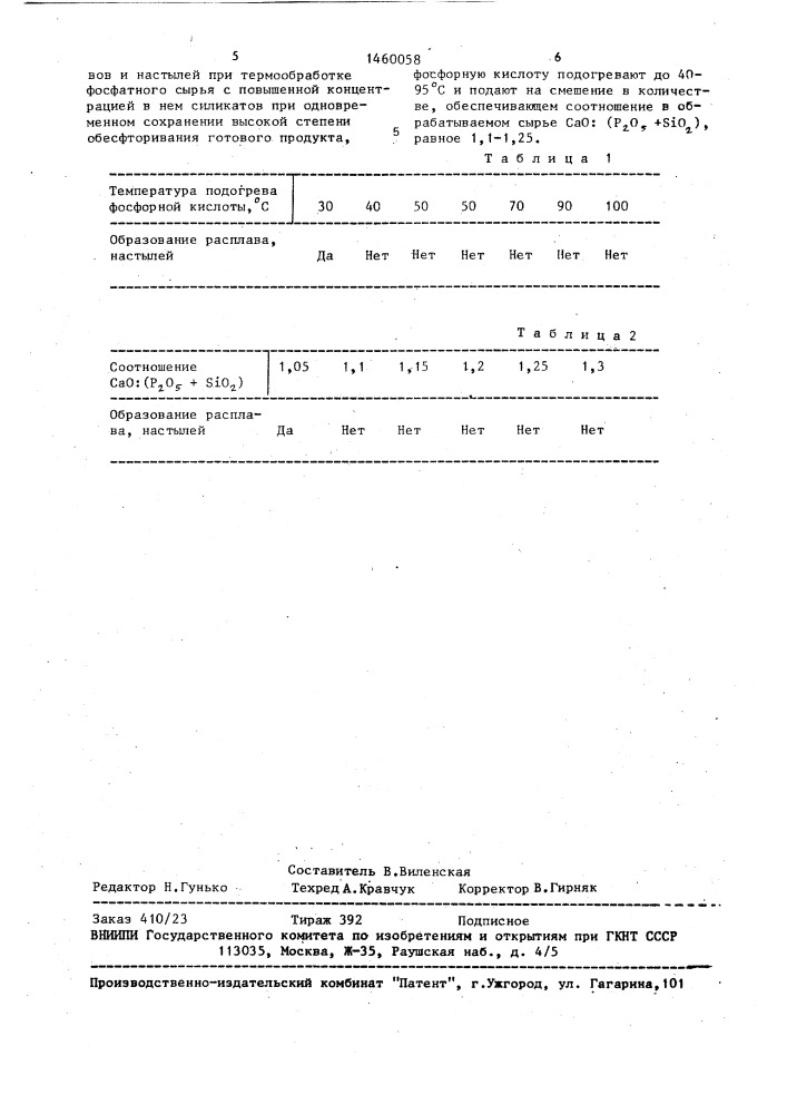 Способ обесфторивания фосфатного сырья (патент 1460058)