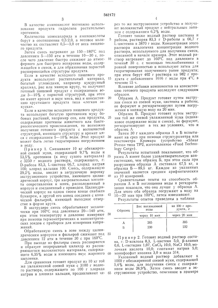 Способ получения пористого пищевого продукта, имеющего аромат мяса (патент 562172)