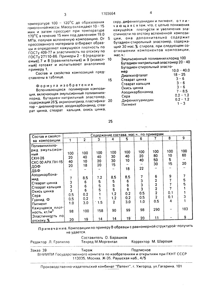 Вспенивающаяся полимерная композиция (патент 1703664)