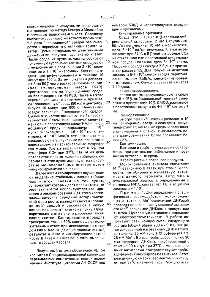 Штамм гибридных культивируемых клеток mus мusсulus l., используемый для получения моноклональных антител к м @ зависимой днказе хроматина печени крыс (патент 1808872)