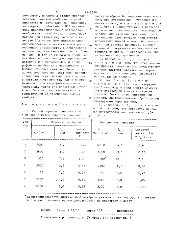 Способ герметизации дефектов в мембране (патент 1348350)