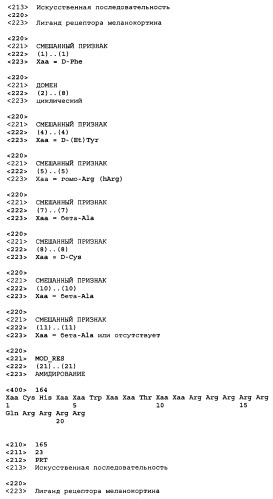 Лиганды рецепторов меланокортинов (патент 2401841)