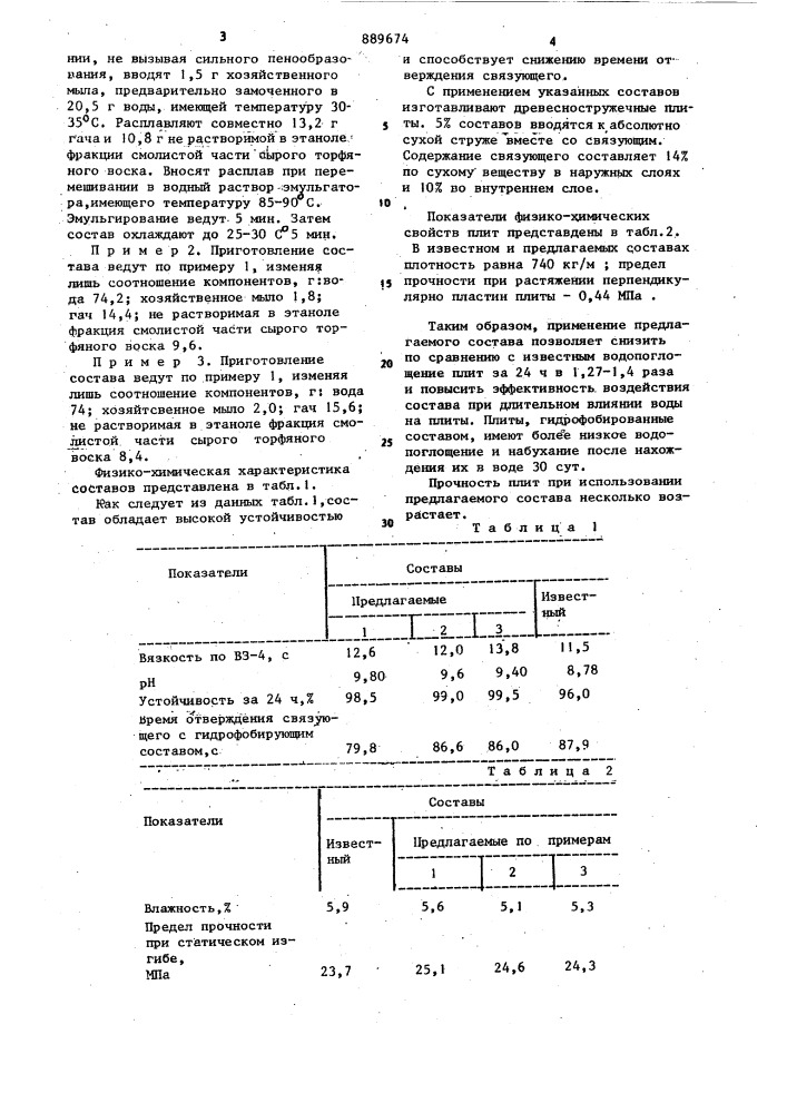 Состав для гидрофобизации древесно-стружечных плит (патент 889674)