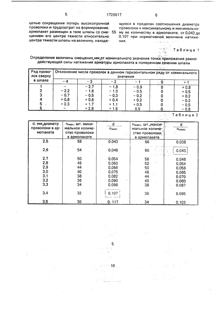 Железнодорожная предварительно напряженная шпала (патент 1726617)
