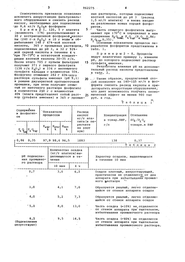 Способ переработки фосфоритов (патент 962275)