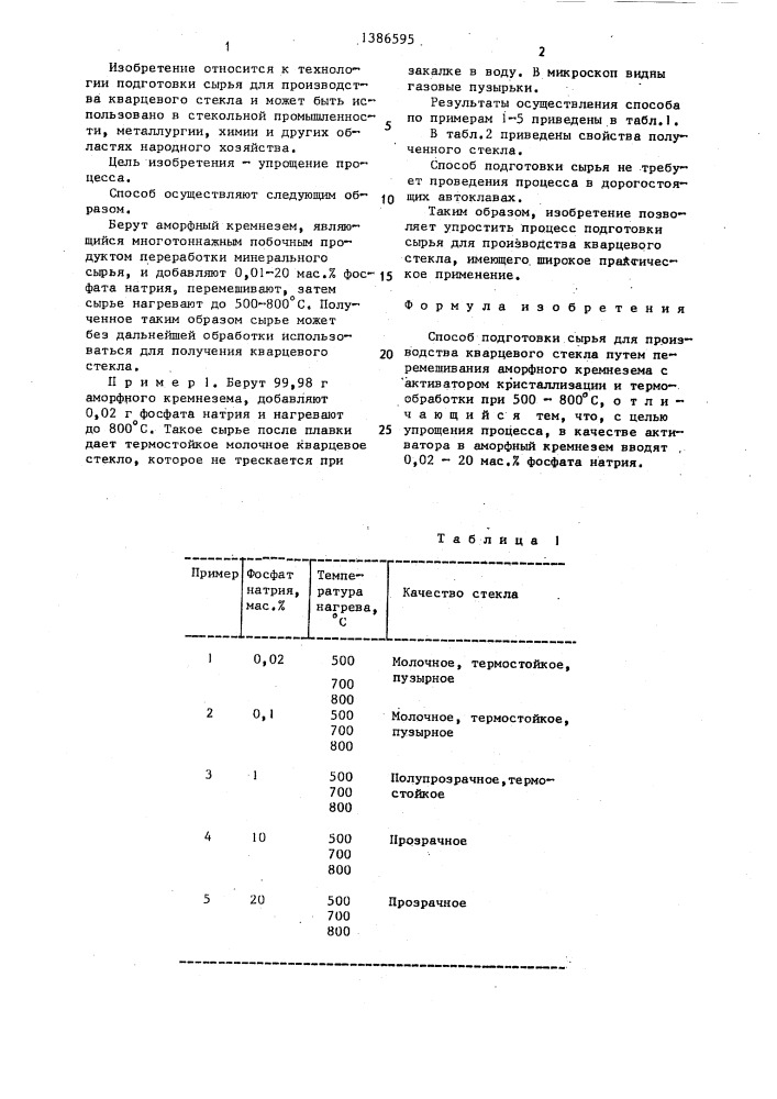 Способ подготовки сырья для производства кварцевого стекла (патент 1386595)