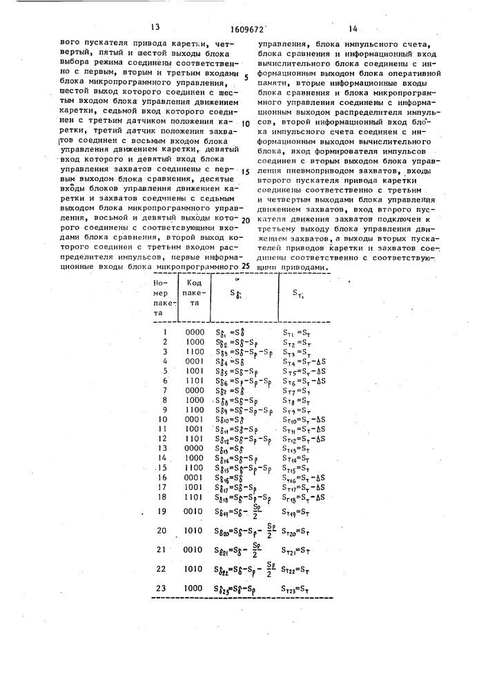 Система автоматического управления укладкой кирпича (патент 1609672)