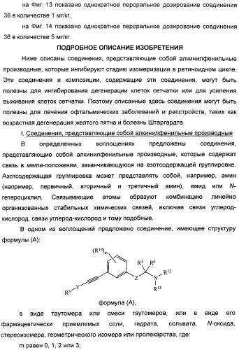 Соединения, представляющие собой алкинилфенильные производные, для лечения офтальмических заболеваний и расстройств (патент 2470910)