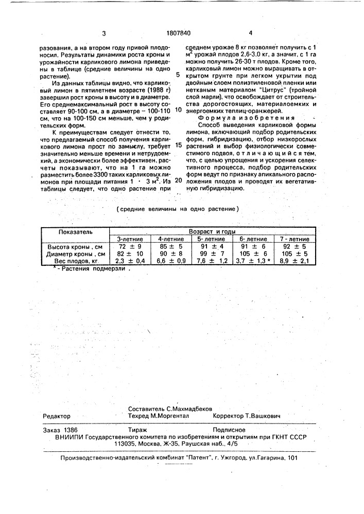 Способ выведения карликовой формы лимона (патент 1807840)