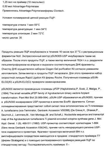 Способ получения полиненасыщенных жирных кислот в трансгенных растениях (патент 2449007)