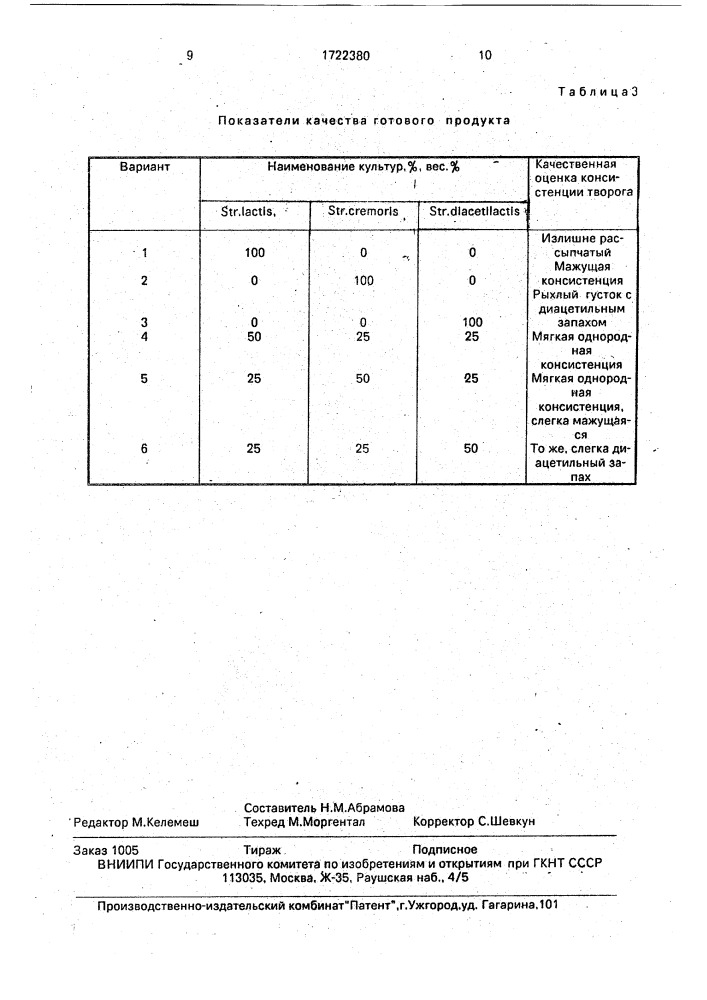 Способ производства творога (патент 1722380)