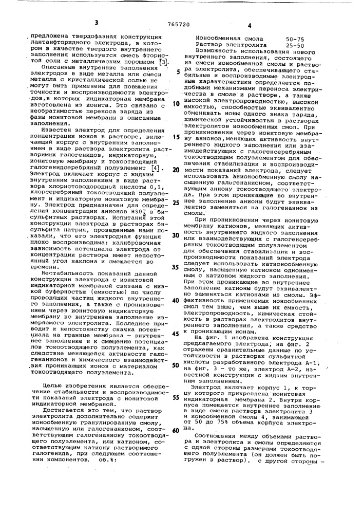 Электрод для определения концентрации ионов в растворе (патент 765720)