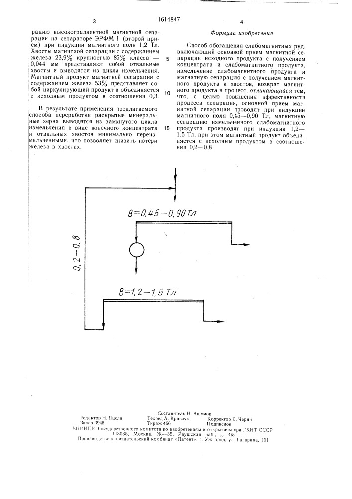 Способ обогащения слабомагнитных руд (патент 1614847)