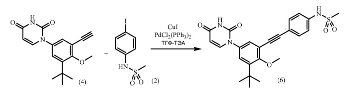 Способ получения (e)-n-(3-трет-бутил-5-(2,4-диоксо-3,4-дигидропиримидин-1(2н)-ил)-2-метокси-стирил)фенил)метансульфонамида и промежуточные соединения для его получения (патент 2524573)