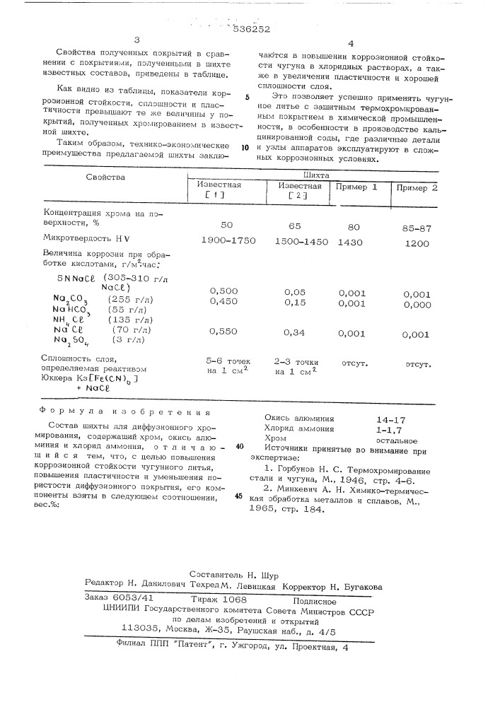 Состав шихты для диффузионного хромирования (патент 536252)