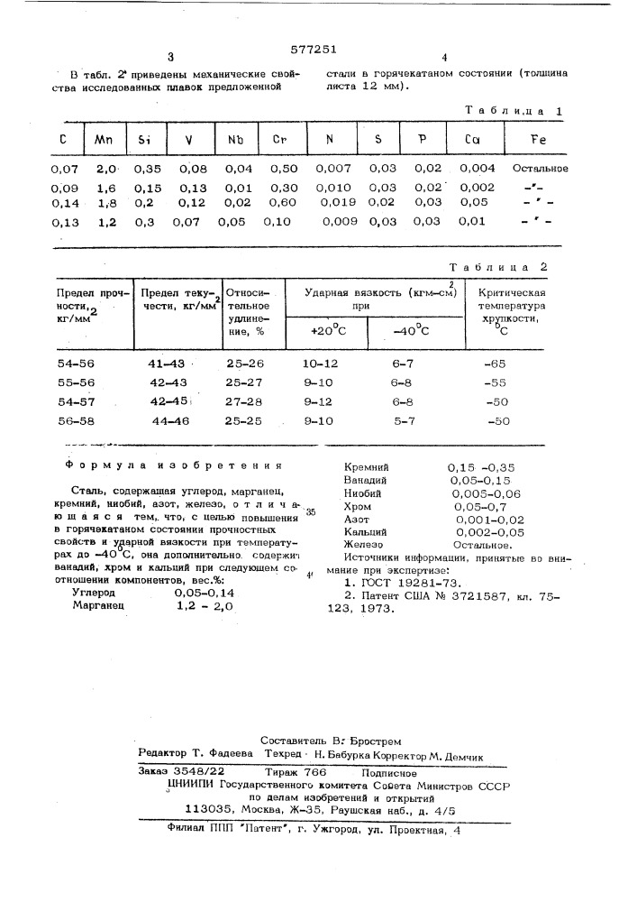 Сталь (патент 577251)