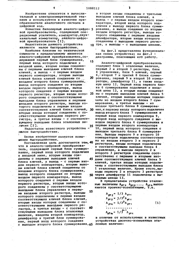 Аналого-цифровой преобразователь (патент 1088112)