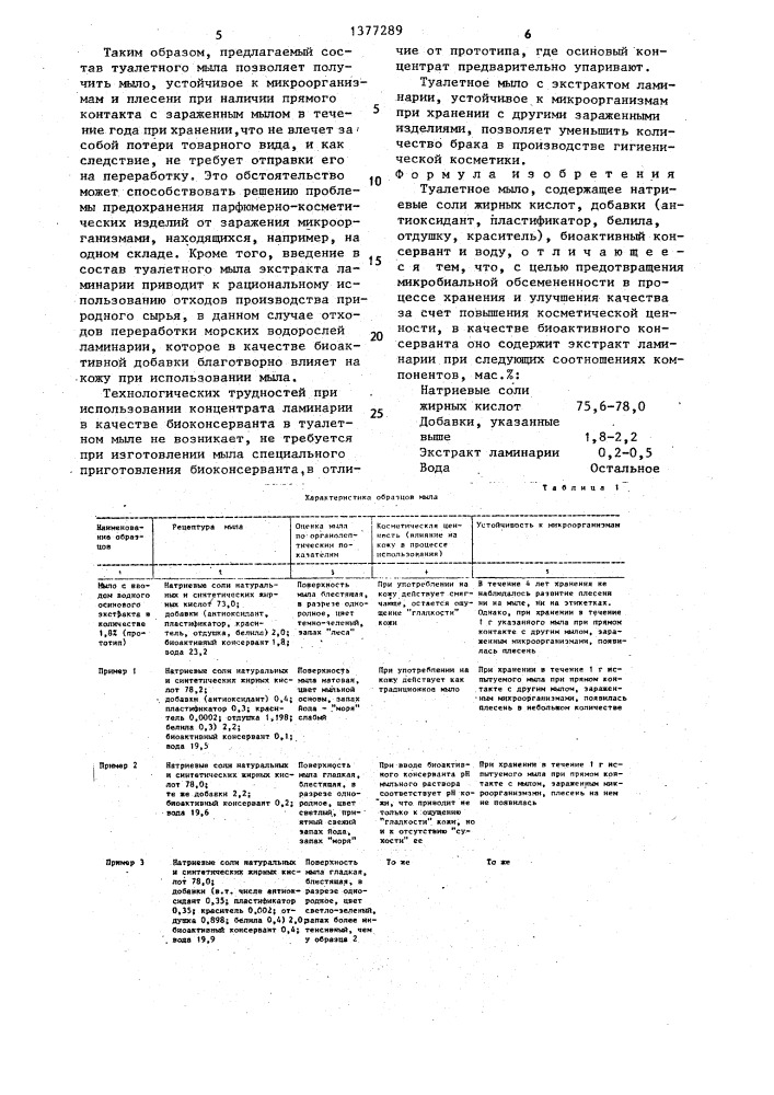 Туалетное мыло (патент 1377289)