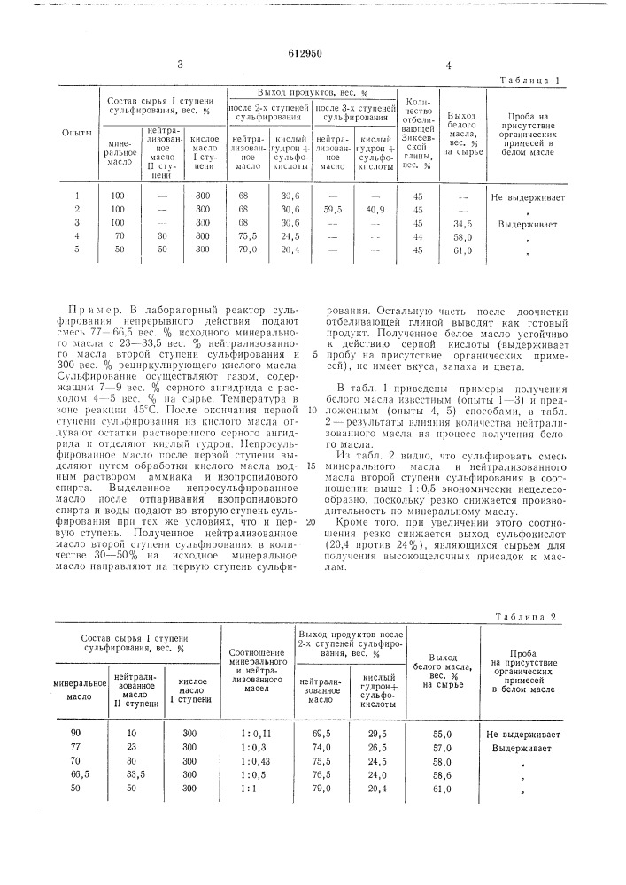 Способ получения белого масла (патент 612950)