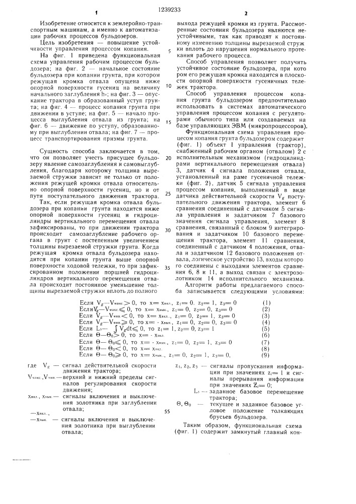 Способ управления рабочим процессом бульдозера (патент 1239233)