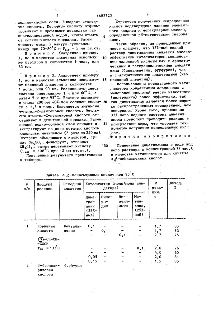 Катализатор для синтеза @ , @ -ненасыщенных кислот (патент 1482723)