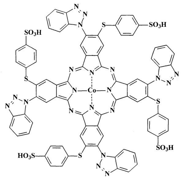 Гомогенный катализатор окисления n,n-диэтилкарбомодитиолата натрия на основе тетра-4-(1-бензотриазолил)тетра-5-(4-сульфофенил-сульфанил)фталоцианина кобальта (ii) (патент 2659225)