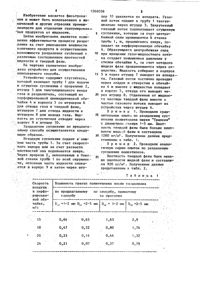 Способ разделения суспензий в поле центробежных сил (патент 1266038)