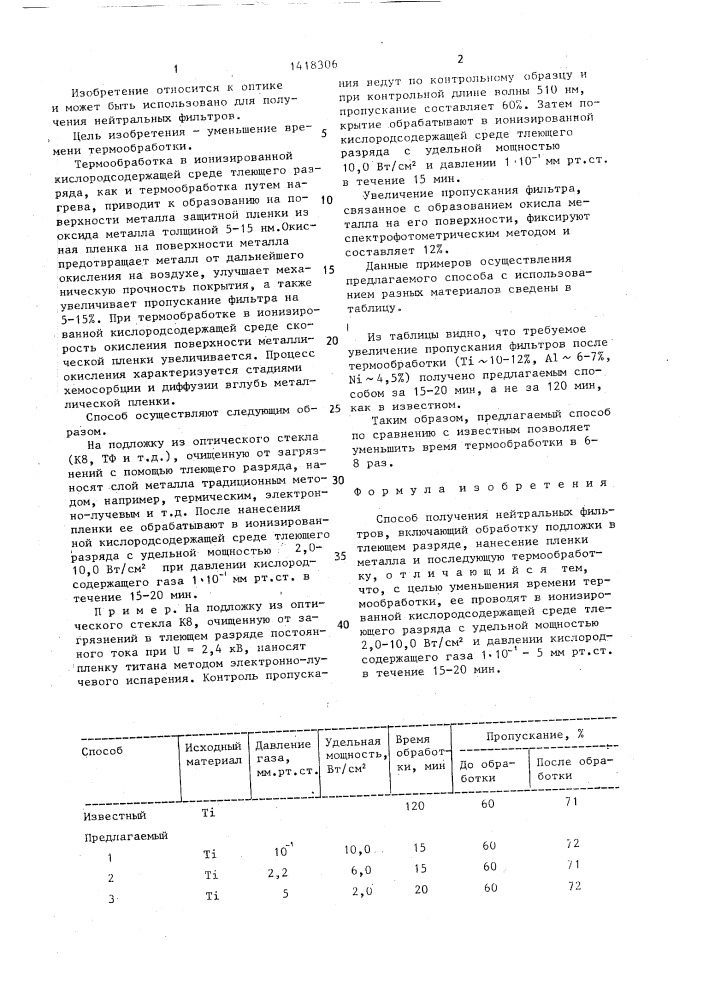 Способ получения нейтральных фильтров (патент 1418306)