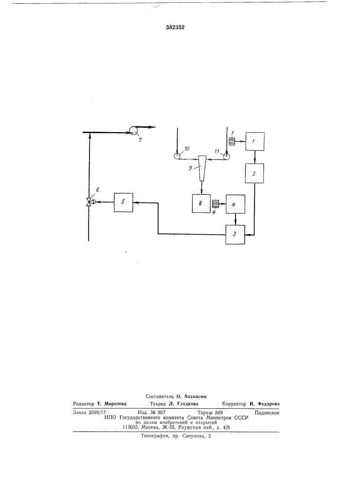 Устройство для автоматического регулирования общей кислотности буферной водной суспензии бумажной массы в процессе проклейки бумаги и картона (патент 582352)