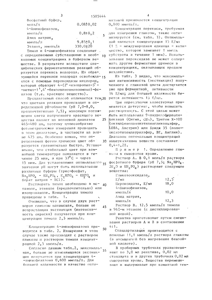 Способ определения глюкозы в биологических жидкостях (патент 1505444)