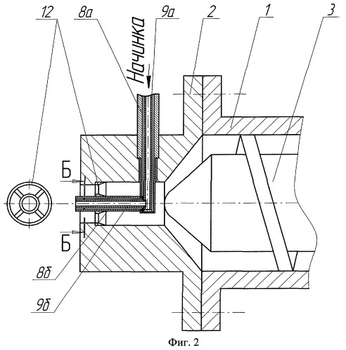 Шнековый экструдер для производства продуктов с начинкой (патент 2277363)