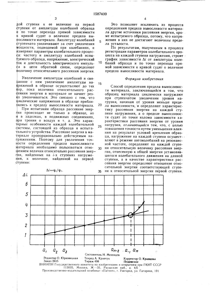 Способ определения предела выносливости материала (патент 1587400)