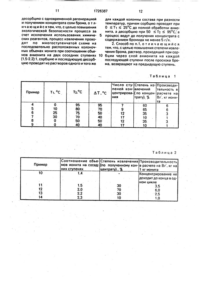 Способ извлечения брома из морской воды (патент 1726387)