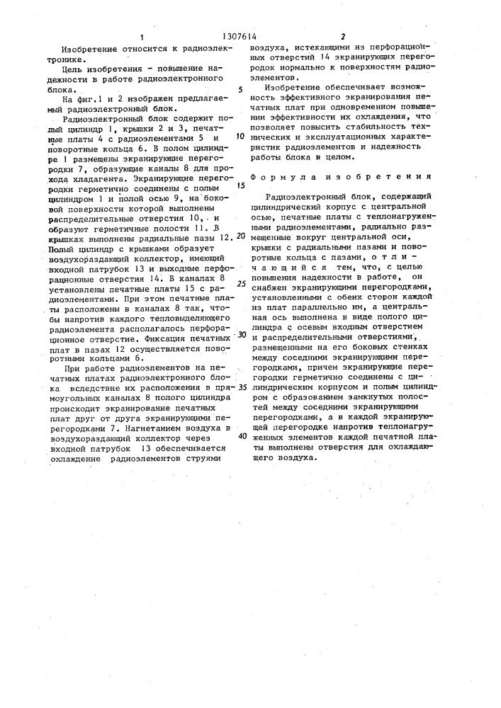 Радиоэлектронный блок (патент 1307614)