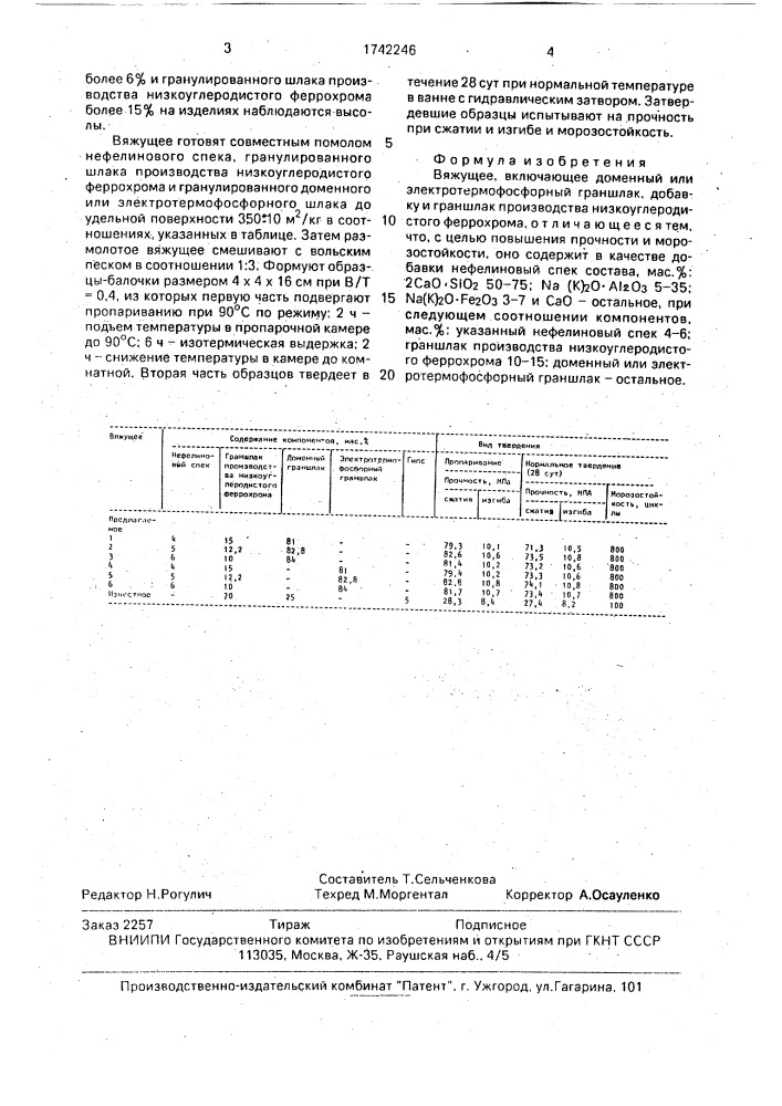 Вяжущее (патент 1742246)