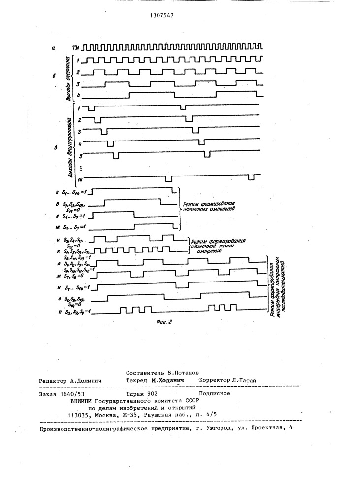 Формирователь импульсов (патент 1307547)