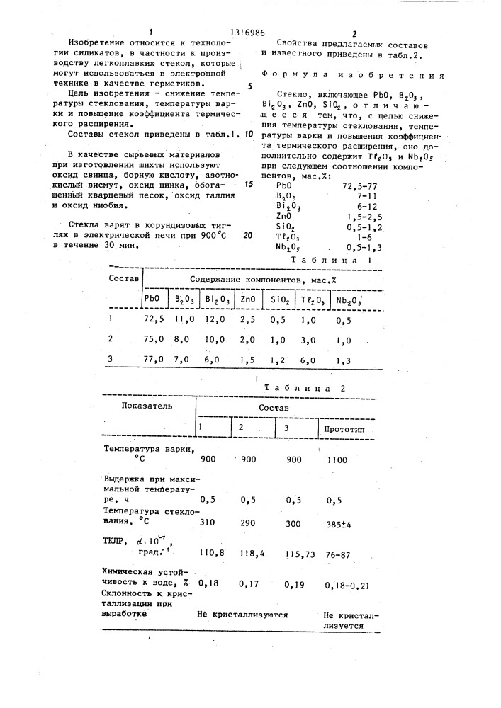 Стекло (патент 1316986)
