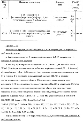 Производные 2,3,4,9-тетрагидро-1h-карбазола в качестве антагонистов рецептора crth2 (патент 2404163)