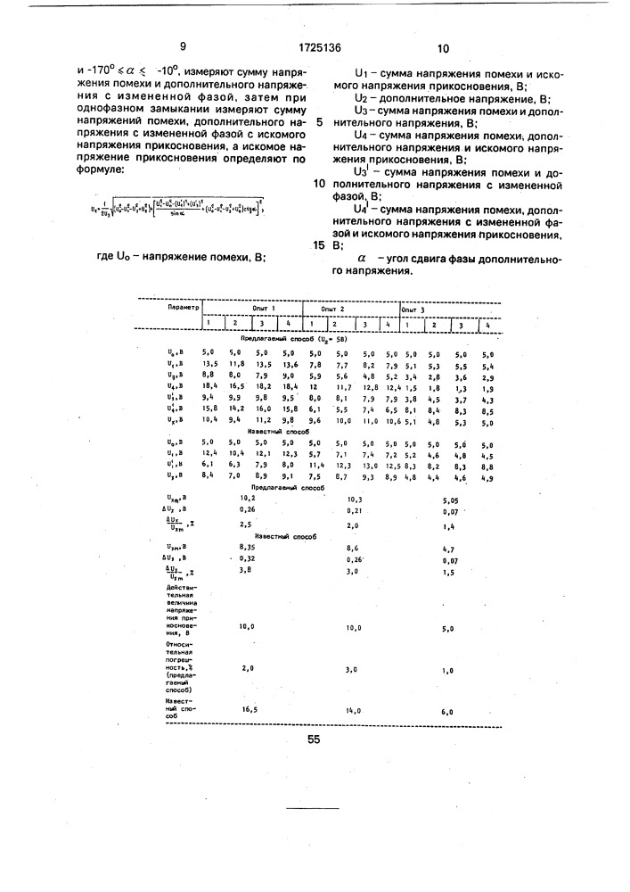 Способ определения напряжения прикосновения (патент 1725136)