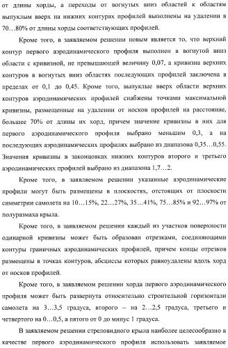 Стреловидное крыло самолета и аэродинамический профиль (варианты) (патент 2406647)