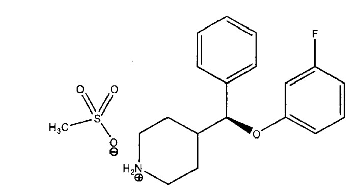 4-[(3-фторфенокси)фенилметил]пиперидин метансульфонат:применение, способ синтеза и фармацевтические композиции (патент 2412169)
